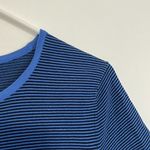 KASPER Blue Black Horizontal Striped Short Sleeve Office Preppy Knit Sweater Top Size 8 Photo 3