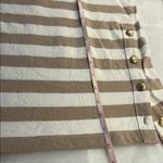 J.Crew Factory Striped Camel and White Women's Top with Side Gold Buttons Photo 2
