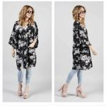 Spiritual Gangster Kimono Floral Robe Duster Cardigan Black & White OS Photo 2