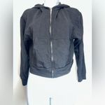 Monrow Supersoft Fleece Girlfriend Zip Up Cropped Hoody Black EUC Size XS‎ Photo 2