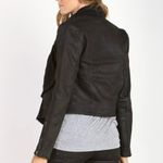 Free People OB418010 Black Coated Waxed Jeans Draped Front Cropped Moto Jacket 6 Photo 1