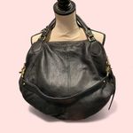 Botkier 90s-Y2K Botiker NY oversized black pebbled leather half moon tassel hobo bag big Photo 3