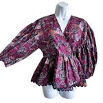 Kika Vargas x Target Purple Floral Cotton Coral Reef Scallop Edge Wrap Top XS Photo 7