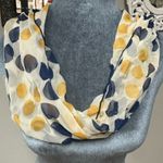 Vintage scarf navy blue gold yellow polka dots headband neck tie Photo 3