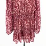 RD Style Pink Print Sheer Long Sleeve Smocked Waist Mini Dress size Large Photo 4