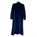 VANDEMERE Blue Robe Velvet White Lace Trim Midi Zipper Size Large VINTAGE Photo 4