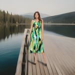 VTG 70s Sole Dione Studio Colorful Tunic Scoop Neck Arts Hawaii Dress USA Photo 3