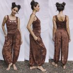 Purusha People Omen Top Genie Pants Set Tencel Natural Mystic Mahogany Large EUC Brown Photo 2
