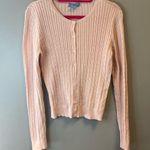 White + Warren Cardigan Desert Pink Cableknit Cotton Crewneck Cardigan Sz L EUC Size L Photo 0