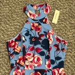 Francesca's Collections Blue and Red Floral Dress Size XS Photo 3