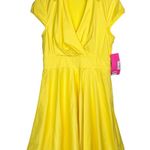 Betsey Johnson NWT Yellow Rockabilly Dress Sz 12 Pinup Girl Wrap Fit Flare Photo 1