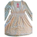 Pastel Pink Smocked Waist Pom Pom Long Sleeve Dress‎ Size Large Photo 1