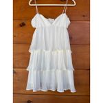 Lulus NWOT  Sleek Dedication White Satin Plisse Cutout Tiered Mini Dress Size S Photo 2