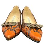 Luciano Padovan 37.5(7) Made in Italy Exotic Embossed Buckle Kitten Heels Brown Photo 2