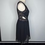 Sweet Storm Black Nude Mesh Lace Cutout Short A-Line Mini Dress Juniors Medium Photo 6