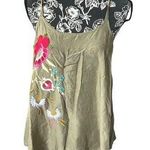 Anthropologie  Akemi and Kim tank top floral embroidered moss green small NWT Photo 0