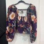 NWT Band Of The Free Floral Purple Floriane Crop Top Blouse Size Medium Boho Photo 4