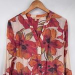 Hope & Harlow Button Front Top Womens Medium White Red Poppy Print Boho Photo 2
