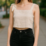 ZARA ‎ White Linen Crop Top Sz S Photo 0