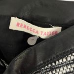 Rebecca Taylor Lamb Leather Trim Linen Tweed Fringe Mini Skirt Grey Black Size 4 Photo 4