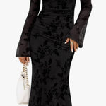 Amazon ZESICA Women's Long Sleeve Floral Bodycon Dress 2025 Fall Fashion Ruched Mesh Wedding Guest Cocktail Party Maxi Dresses Photo 0