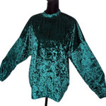 Emma & Sam  Green Crushed Velvet Mock Neck Long Sleeve Top Women's XS NEW Photo 0
