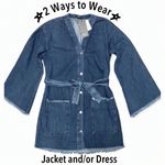 Nasty Gal 𝅺 Denim Button Down Bell Sleeve Belted Jacket or Dress Size 4 NWT Photo 0