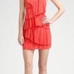 BCBGMAXAZRIA Azalea Red 100% Silk Ruffle Tier Halter Dress Size 10 Photo 10