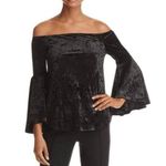 AQUA Velvet Velour Black 3/4 Blouse Witchy Vampy Dark Coquette Romantic Hippie Photo 0