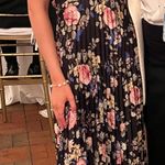 Lulus Radiant Drama Black Floral Print Pleated Halter Mid Dress Photo 8