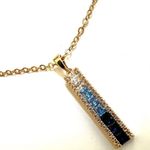 Vince Camuto gold tone blue ombré rhinestone pendant necklace Photo 8