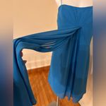 Alfred Angelo Marine Blue Sheer Baby Doll/Shift Midi Dress Sz 10 Draped … Photo 7