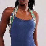 Free People  -Eyes For U Halter Bodysuit - Navy Combo Photo 0