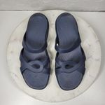 Crocs Meleen Crossband Slides Sandals Womens 10 Navy Blue Slip On Twisted Strap Photo 7