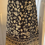 Unique Vintage Black and Cream Floral A-Line Skirt Photo 0