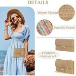 Straw Clutch Purses Women Summer Beach Handbags Boho Woven Khaki With Chain Photo 1