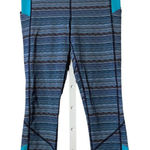 Lululemon Athletica Leggings Womens Black Aqua Striped Workout Yoga Gym Sz 6 Photo 0