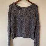 Free People Chunky Oversized Knit Sweater Cropped Long Sleeve Gray Women Small Photo 0