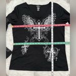 Social Collision Black Cross Wings Graphic Long Sleeve Tee Size XL Photo 2