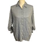 Max Studio  Crinkled Blue/White Plaid Longsleeve Top NWT Photo 4