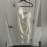 Mac Duggal Cocktail Feather-Trimmed One-Shoulder Dress Photo 1