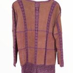 Y2K Vintage Mauve Pink Leather Patchwork Pieced Long Sleeve Top NWT size Medium Photo 8