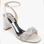 Badgley Mischka Satin Embellished Soft White Tellisa Heels Size 5.5 Photo 0