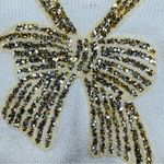 Vintage vivanti white and gold beaded 40s Style Gold Bow Sweater shirt medium Photo 3