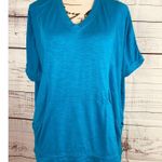Chico's Weekends 0 Dolman Tee Shirt Womens S Pouch Pocket V Neck Short Sleeves Photo 1