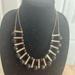 Vintage Black and Gold Tone Necklace Two Strands with Rondelle Beads Photo 2