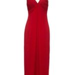 Adrianna Papell Long Red Low Cut Evening Gown Cocktail Formal Party Dress Size 6 Photo 0