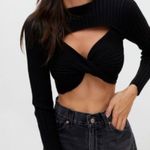 Urban Outfitters Black  Tayla twist front crop sweater Size Medium Photo 4