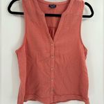 Splendid  Coral Pink Cotton Gauze Sleeveless boho tank Neck Button Down Top small Photo 0