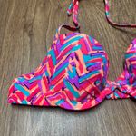 Aerie Womens Blakey Underwire Halter Bikini Bra Top Size 34A Geo Patterned Neon Photo 2